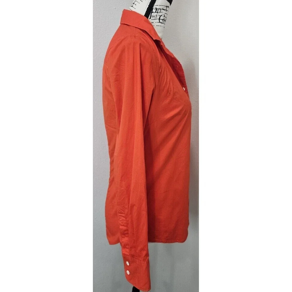 Woman J. Crew Haberdashery Refined Stretch Button Cotton Blend Shirt XS Orange - Picture 6 of 9